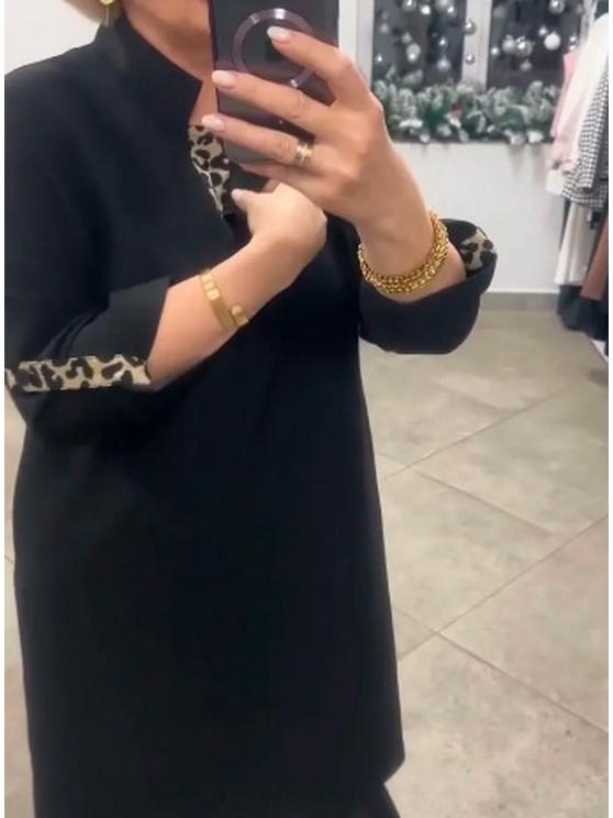 2025 Autumn/Winter European & American Women's Fashion V-neck Loose Plus Size Printed Dress