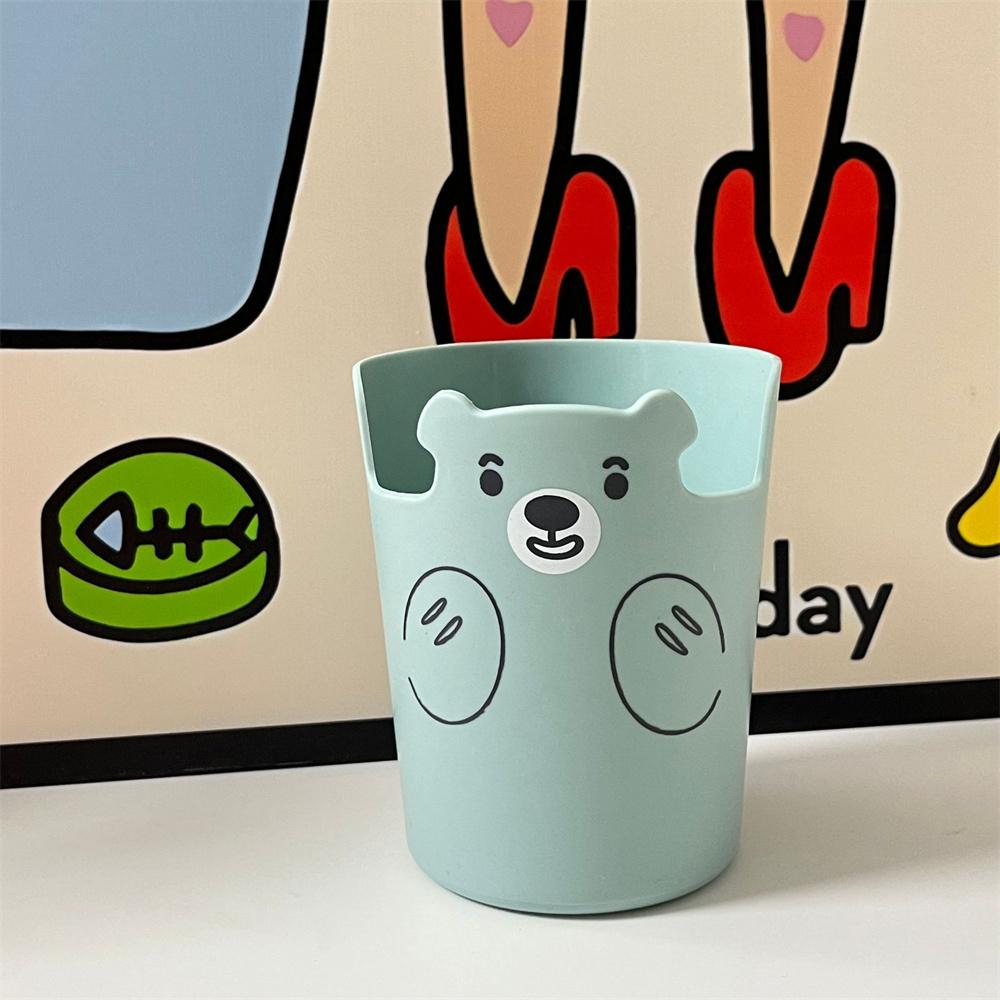 Cute Bear Pencil Holder Plastic Makeup Brush Holder Desktop Organizer Storage Box Pen Pot Phone Holder Kawaii Stationery Contain