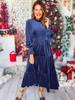 Plus Size V-Neck Velvet Ruffle Dress - European/American Style, Full Skirt, Multi-Layer, Loose Fit (2025)