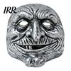 Breathable Horror Mask Halloween Vintage Clown Face Mask, Gold Silver Creepy Prop Wrinkled for Party, Scary Masquerade Costume Haunted House