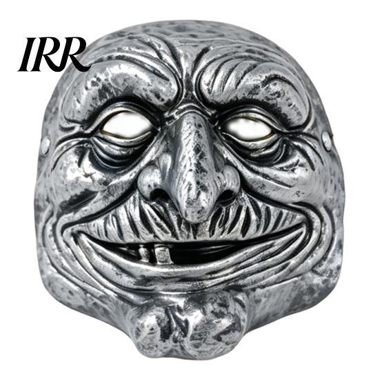 Breathable Horror Mask Halloween Vintage Clown Face Mask, Gold Silver Creepy Prop Wrinkled for Party, Scary Masquerade Costume Haunted House