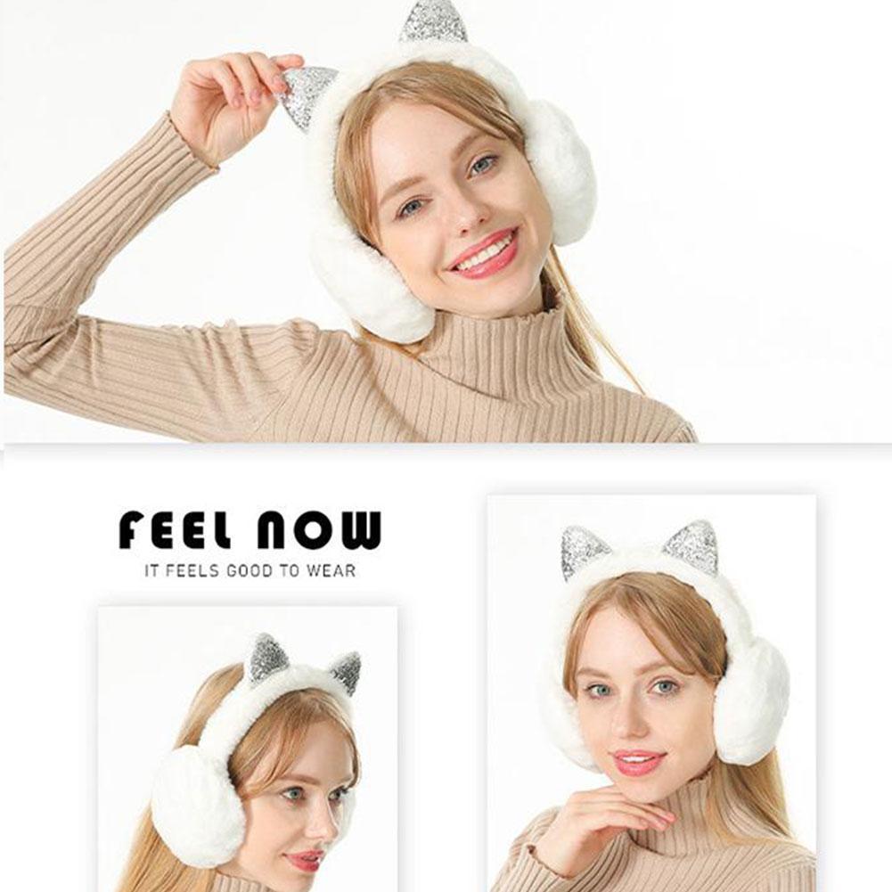 Winter Warm Plush Earmuffs Earflaps, for Women Children Riding Ski Ear Protection Cartoon Cat's Ears Fur Soft Cashmere Earflaps