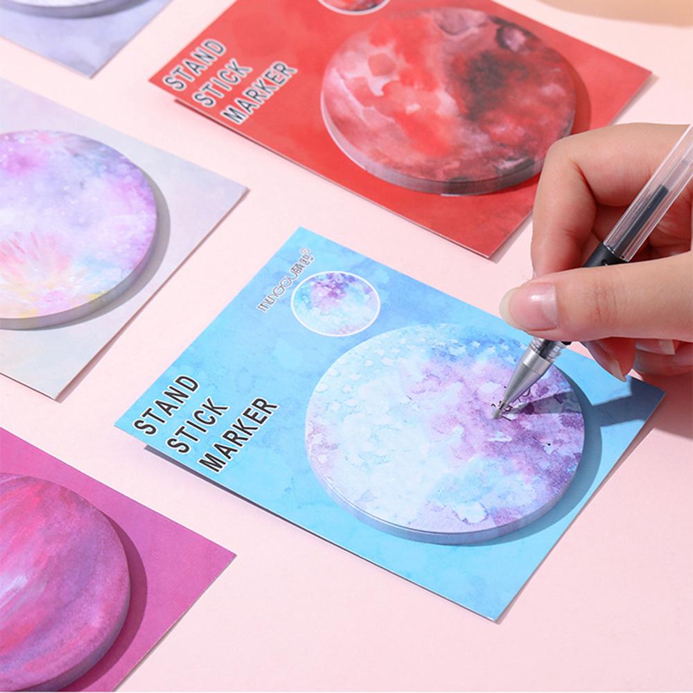 1 Piece Adhesive Cute Round Planet Notes Notepad Memo Pad Office School Supplies Stationery