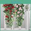 Luxurious 90cm Fake Silk Rose Vine Featuring Realistic Leaves Perfect For Festive Decor
