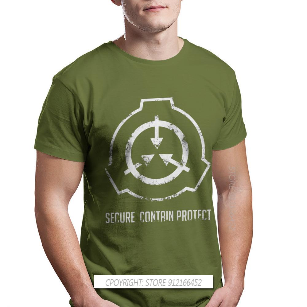 Secure Contain Protect Men TShirt SCP Foundation Fictional Organization Crew Neck Casual T Shirt Humor Top Quality Gift