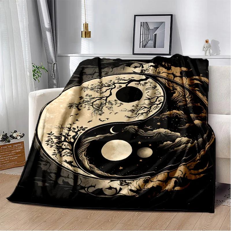 3D Naturalize Yin and Yang Chinese Tai Chi Blanket,Soft Throw Blanket for Home Bedroom Bed Sofa Travel Office Cover Blanket Kids