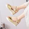 Fashion Women Platform Sandals 2025Summer Pearl Transparent Rhinestones High Heels Buckle Fashoin Ladies Wedge Sandals Beach Shoes