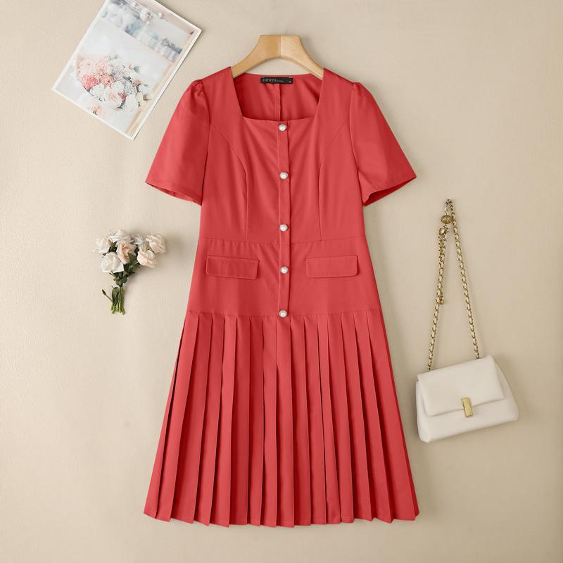 

ZANZEA Женское летнее повседневное платье с квадратным вырезом и короткими рукавами 5XL красный