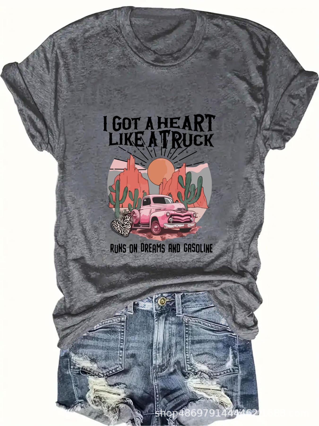 

Women s Cross-Border Round Neck Fashion T-Shirt Double Extra Large темно-серого