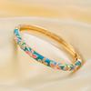 Exquisite Painting Enamel Flower Bangle Lightweight Metal Rhinestone Thin Bracelet  Beach Vacation