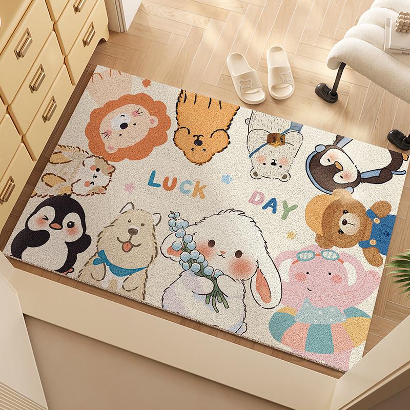 New Cartoon Silk Ring Door Floor Mat Household Door Carpet Porch Non-Slip Can Be Cut Wear-Resistant Foot Mat