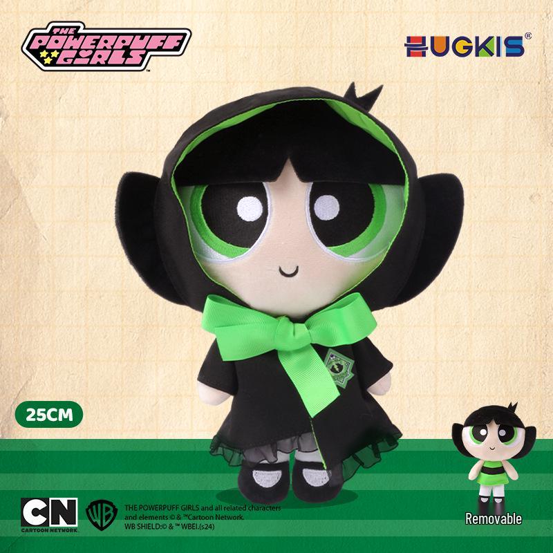 Official Powerpuff Girls Bubbles Plush Toy with Academy Outfit and Magic Robe - Cute Gift Doll Pendant