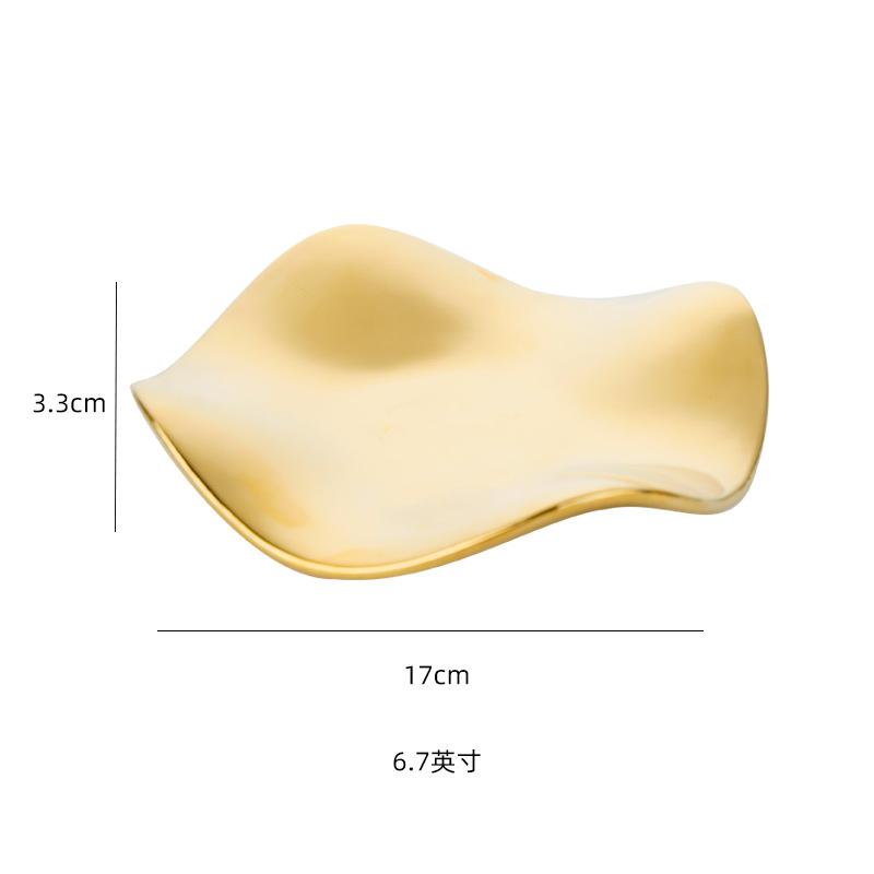 

New Exquisite Nordic Style Storage Plate Light Luxury Mirror Sand Surface Streamer Jewelry Special-Shaped Plate Lipstick Necklace Storage Plate
