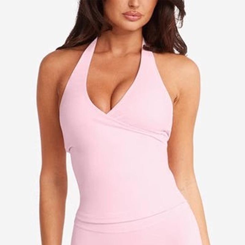 

Женский быстросохнущий топ для йоги с V-образным вырезом, перекрещенной спинкой-халтер и чашечками Extra Large