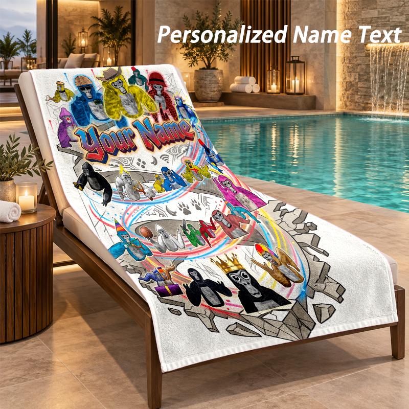 Gorilla Tag cartoon Custom Name Beach Towel Large Soft Towel for Indoor Bathroom Outdoor Beach