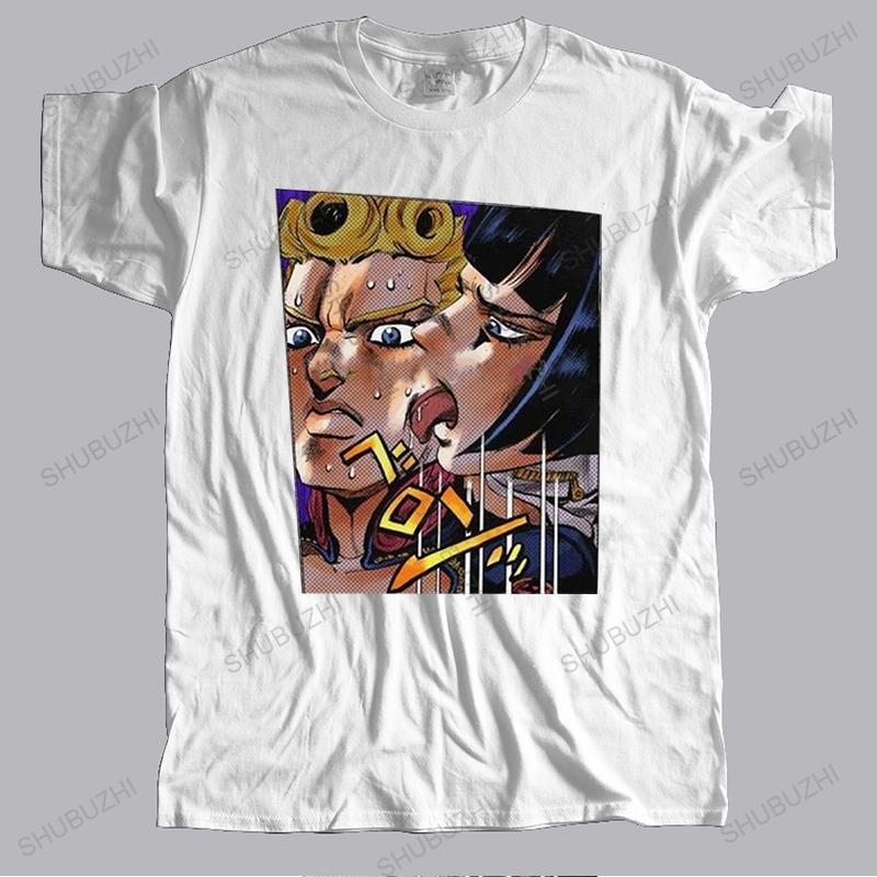 Fashion Jojos Bizarre Adventure T Shirt Unisex Short Sleeved Jean Polnareff Giorno Giovanna Casual Tshirt Pure Cotton Tee Top Merch