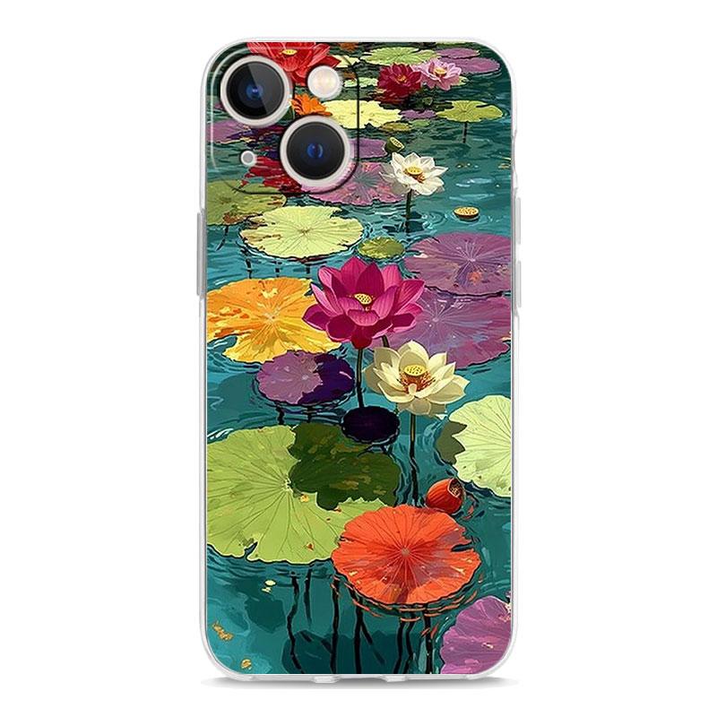 Phone Case For iPhone 17 Air Cases iPhone 16 15 12 13 14 Pro Max SE 7 8 Plus iPhone11 Clear Soft Cover Oil Painting Flower