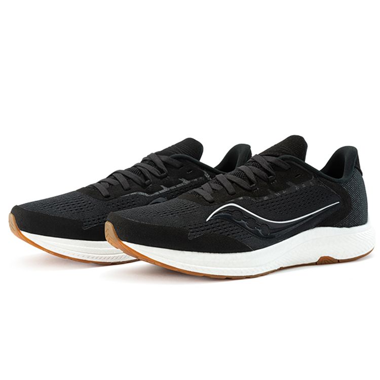 SAUCONY Freedom 4 High-End Sports Cushioning Non-Slip Wear-Resistant Low-Top Casual Running Shoes Men Sneaker Black White S20617-12