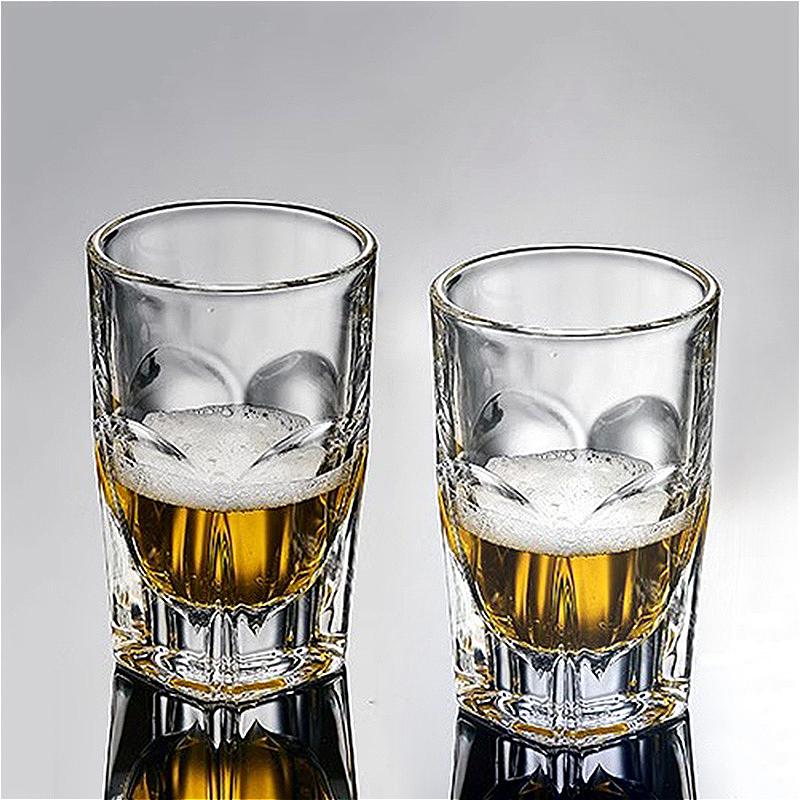 2pcs Sets Small Capacity Wine Glass Thick Bottomed Baijiu Goblet Transparent Beer Cup Classic Cocktail Glass Retro Shot Glass