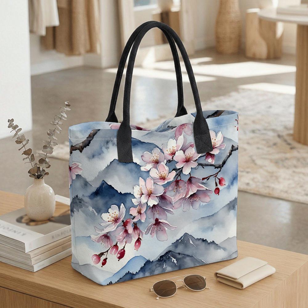 Watercolor Cherry Blossom Print Tote Bag