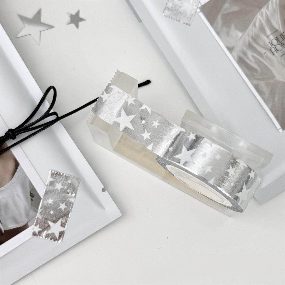 3PCS Star Hand Account Tape Silvery Journal Decorative Tape DIY Gift Packaging Materials Adhesive Tapes Handbook Doodle Sticker