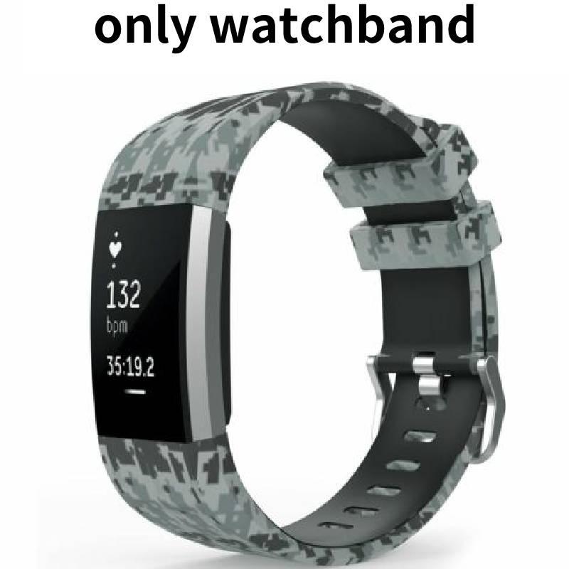 

Сменный силиконовый ремешок для часов, браслет для Fitbit 2 Charge Gray Camo
