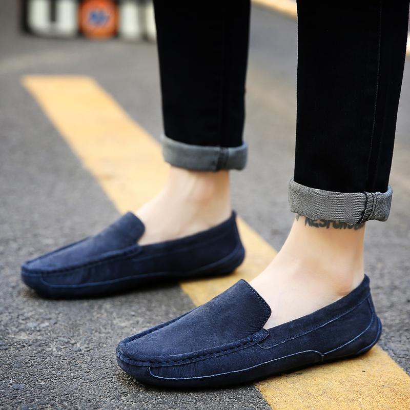 Fashion Men Flat Loafers 2025 Frosted Suede Flat Shoes Comfortable Non Slip Fashion Loafers Lightweight Trendy Outdoor Casual Shoes