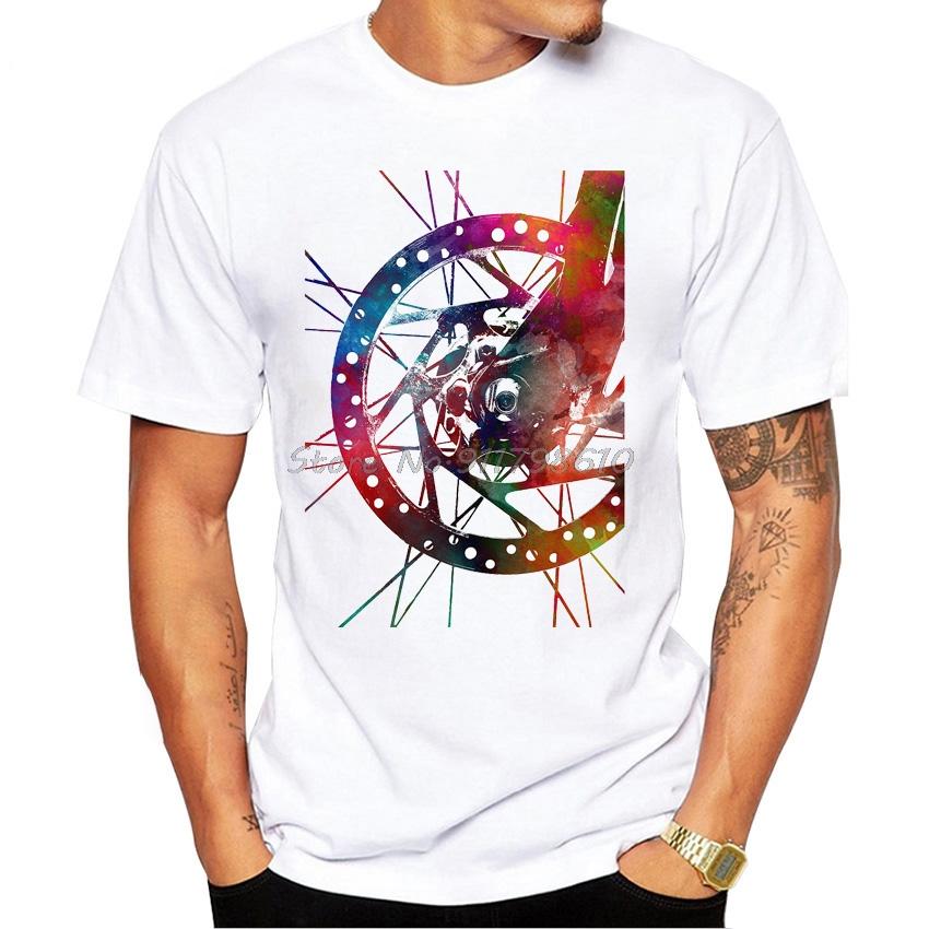 Bicycles Design Cyclist Portrait Tattoo Bikes Print T-Shirt Summer Men Short Sleeve Vintage Hip Hop Boy Tops White Casual Tees
