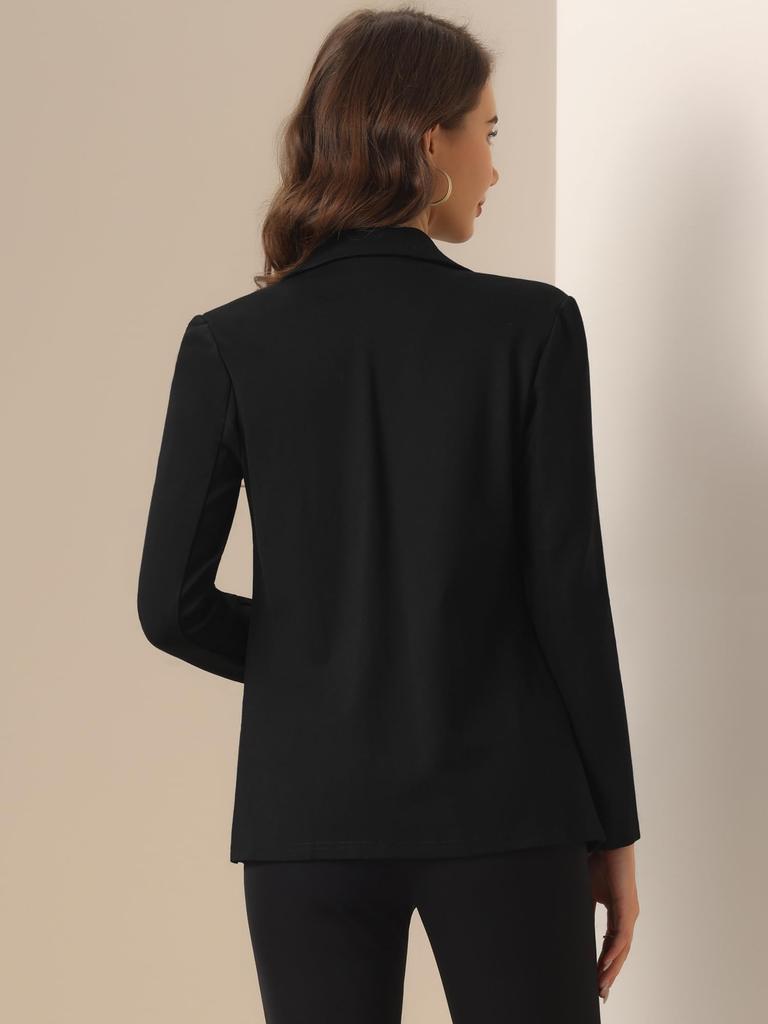 Allegra K Women's Business Blazer, Casual, Long Sleeve, Open Front, Suit Jacket, Black, Size M