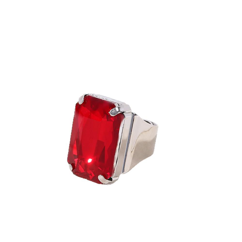 European & American Style Niche Design Rhinestone Gem-Embellished Open Ring, High-End Square Ring