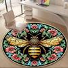 1PC Bee Floral Office Round Area Rug, Mat Suitable For Office, Under Office Chairs Bedroom Living Room Home Decor, Room Deco