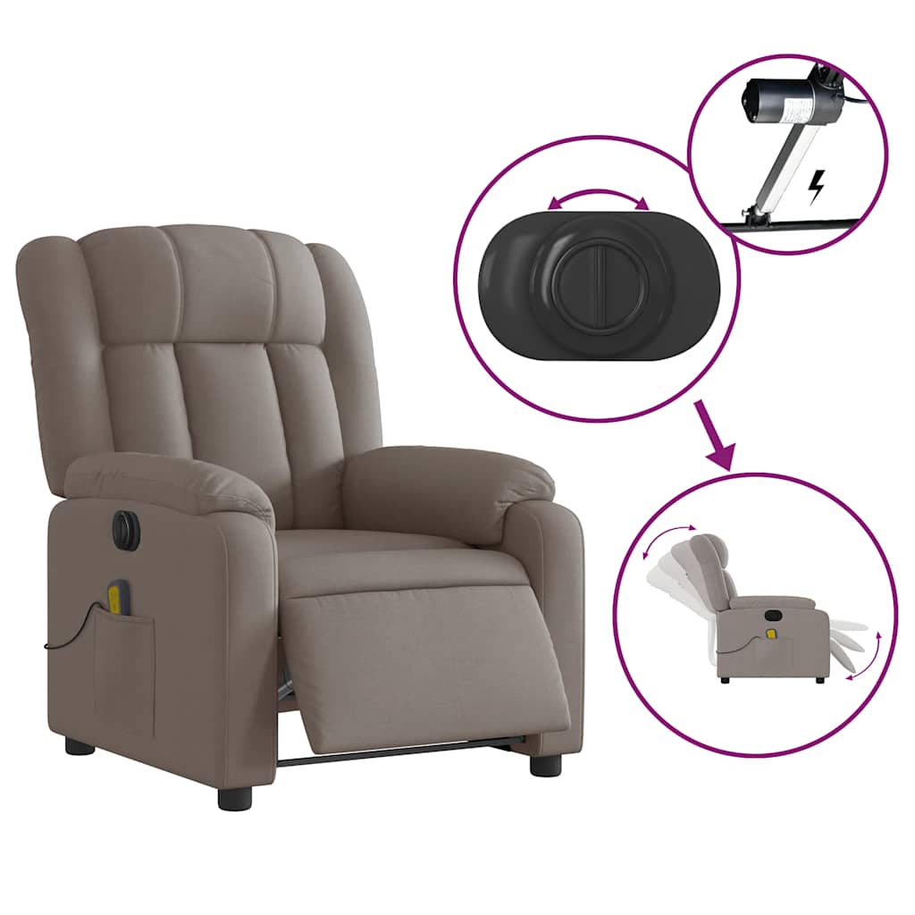 Electric Massage Chair Taupe Fabric
