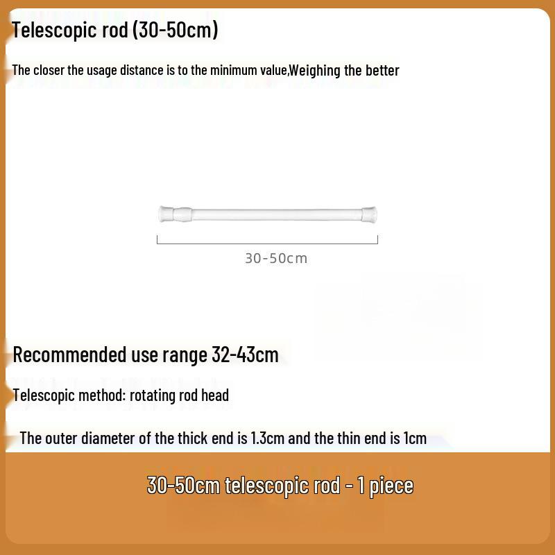 Japanese Style No-Drill Telescopic Curtain Hanging Rod with Hook and Clip Holder