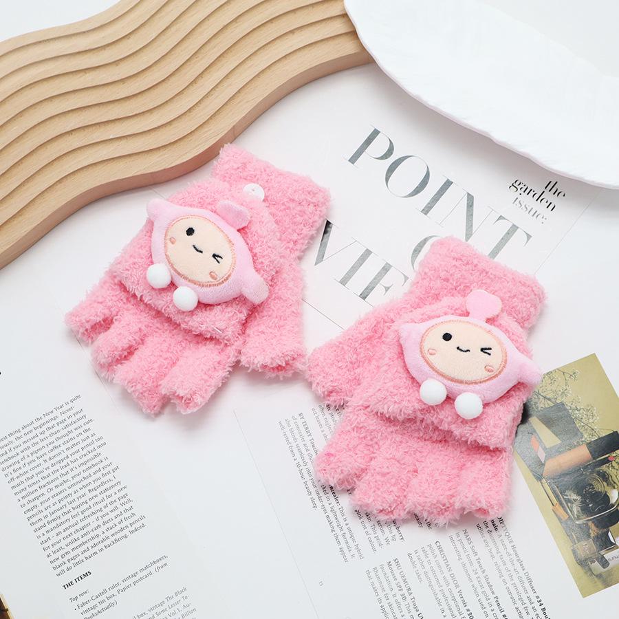 Kids' Winter Fingerless Flip-Top Writing Gloves – Warm Half-Finger Gloves for Boys & Girls