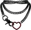 Women's Slip Chain Rainbow Heart O-Ring Chunky Chain Punk Necklace Cuban Jewelry Adjustable Lariat Y-Necklace Heart Loop Choker