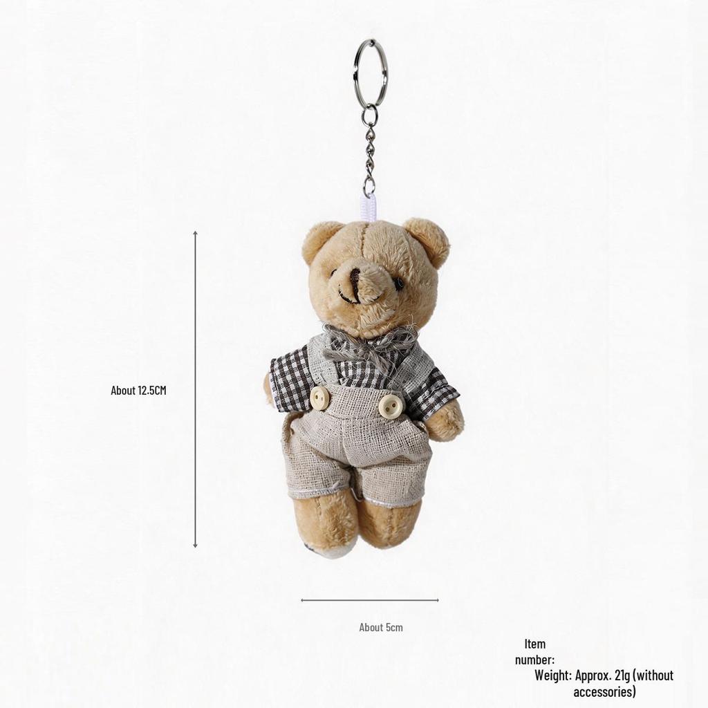 Cartoon Burlap Bear Keychain Pendant - Plush Doll Decoration for Student Bags