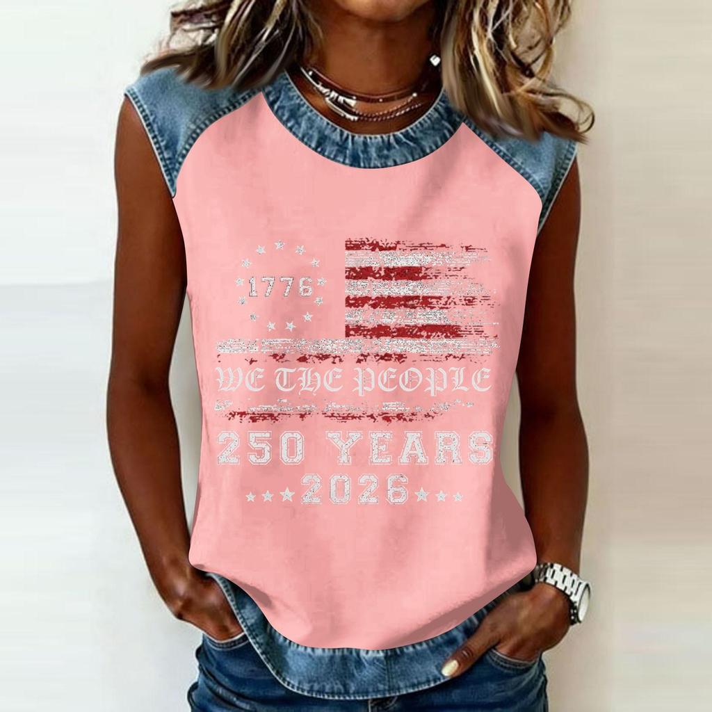 Women's Casual Round Neck Pullover Printed T-Shirt Top
