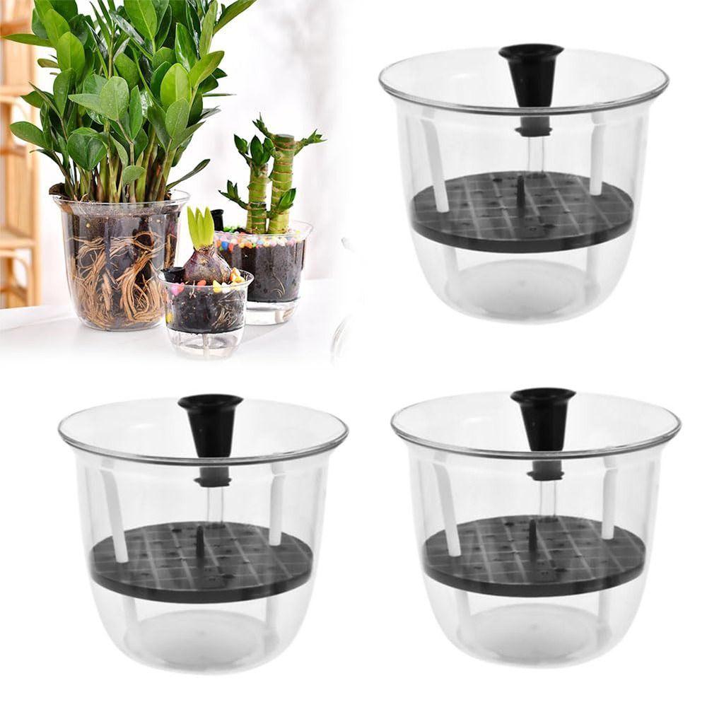 1pcs Transparent Self Watering Plant Pot Double Layer Planter Pot with Reservoir Flowerpot  Office
