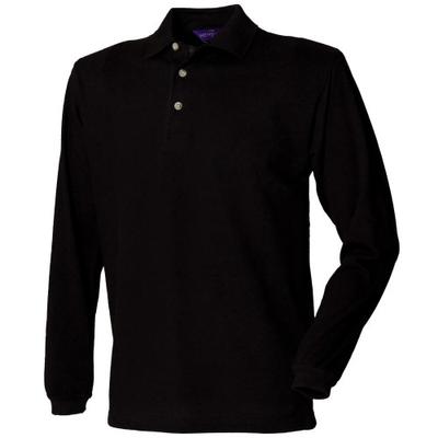 Mens Classic Plain Long Sleeve Cotton Polo Shirt