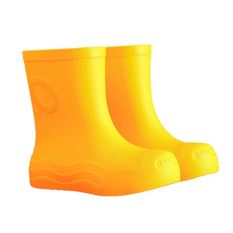 Rain Shoes Women's Pure Black Classic Rain Boots Summer Waterproof Shoes Small Man Shows Height Artifact Wading Shoes Rubber Shoes