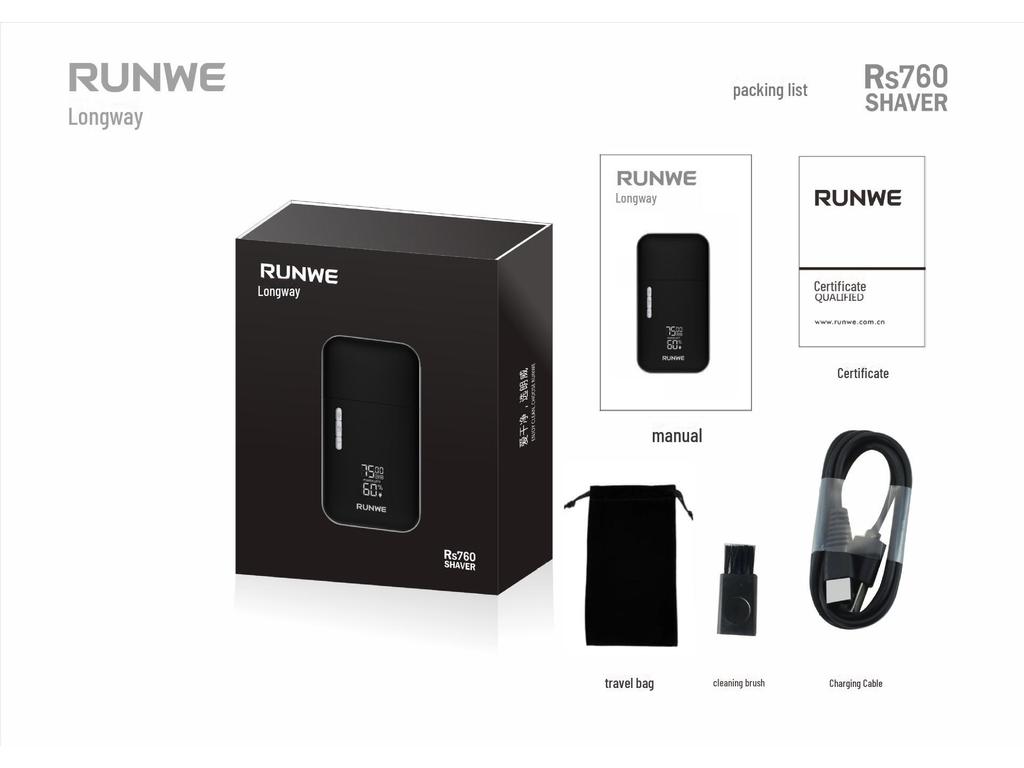 Langwei Electric Shaver 760: Dual-Blade Razor with Digital Display, Adjustable Speed, and Whitening for Bald Heads