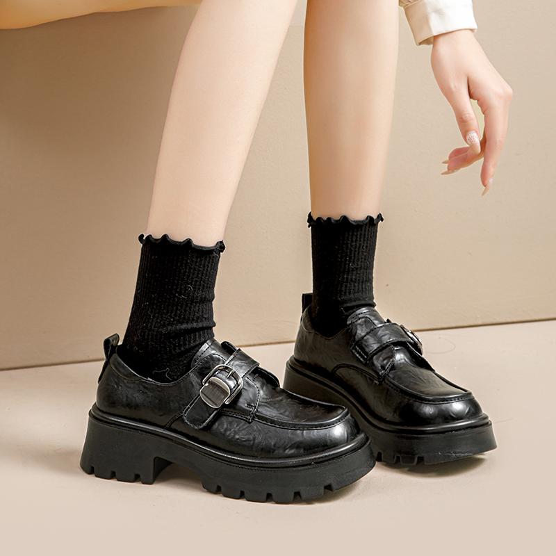 Warrior Retro British College Style Synthetic Leather Loafers Kids Loafers Black WXP(WZ)-3002