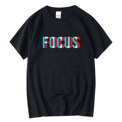 Men's T-shirt 100% Cotton Summer Loose Focus Print Men T Shirt Casual Loose O-neck Men Tshirt Short Sleeve T-shirt Male Tees