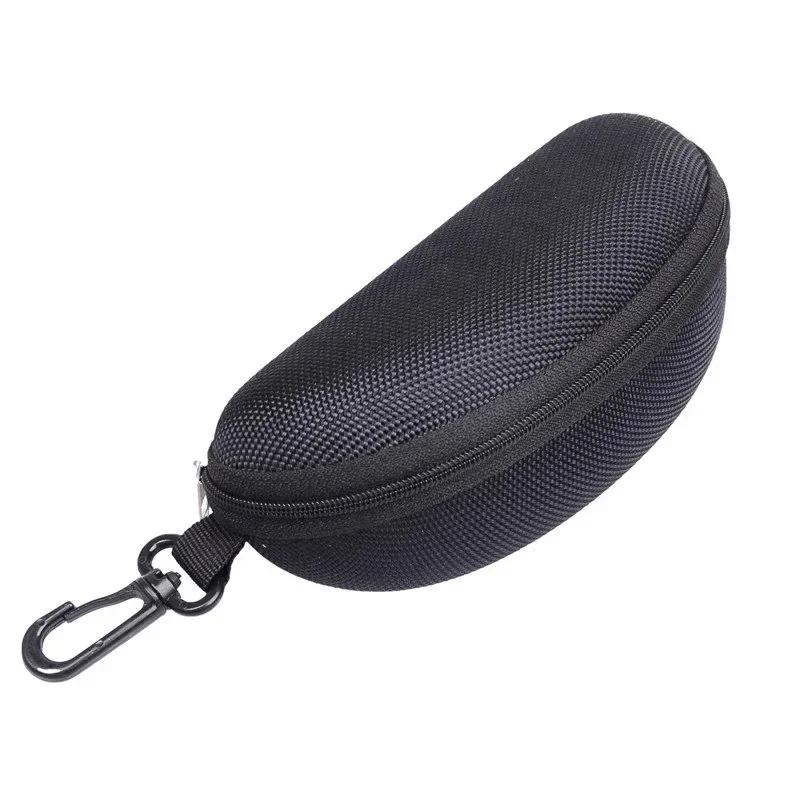 1pc Portable Sunglasses Case Protector Oxford Cloth Hard EVA Zippered Eyeglasses Case with Carabiner Unisex Eyewear Accessories
