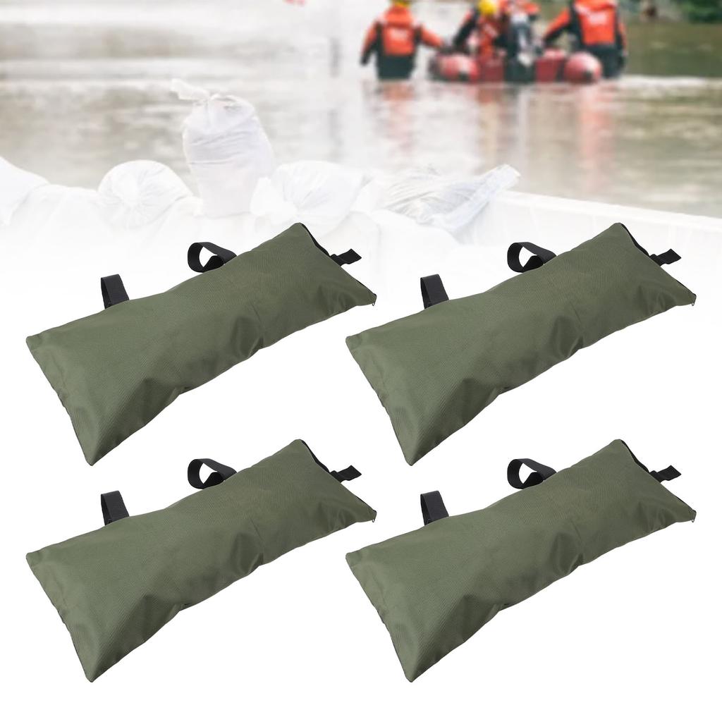 4pcs Flood Water Barrier Sand Bags Thickened Flood Prevention Sandbags for Flood Control 600D Oxford Cloth Green