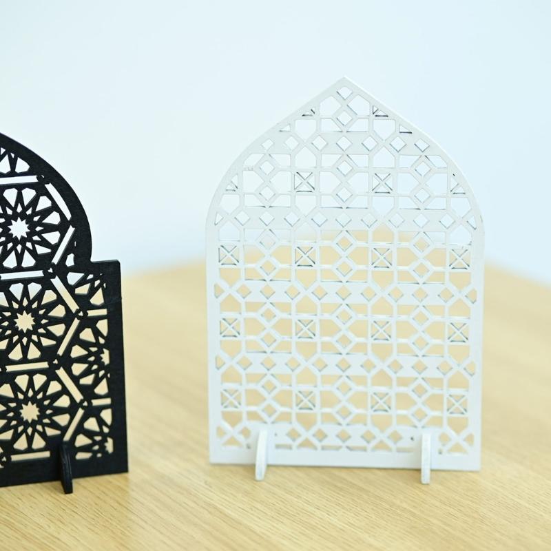 Eid Mubarak Wood Table Centerpiece Signs Eid Mubarak Freestanding Tabletop Ornament for Ramadans Mubarak Eid Decoration