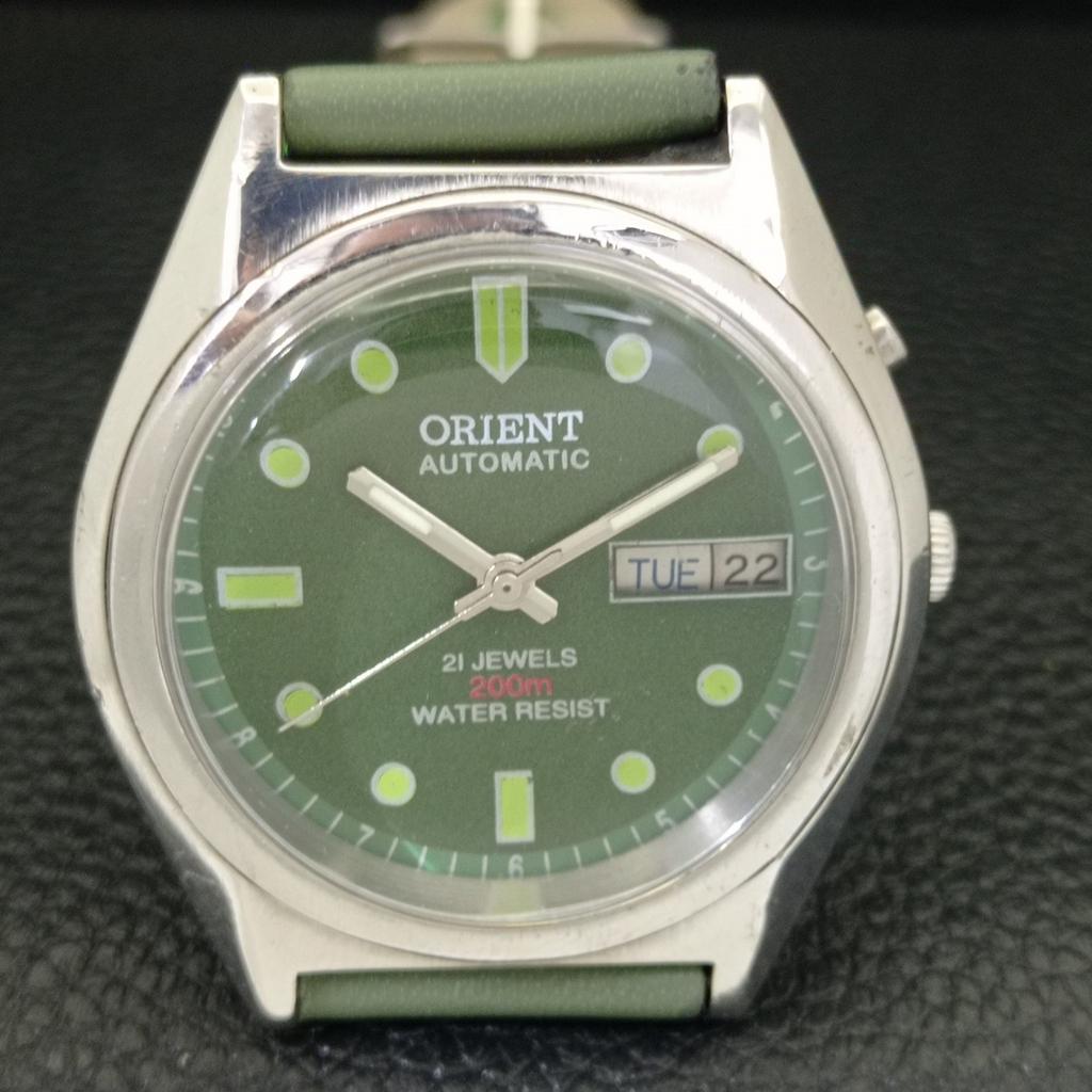 VINTAGE ORIENT AUTOMATIC 46941 JAPAN MENS GREEN COLOR DIAL WATCH a700709-5 R204-a700709