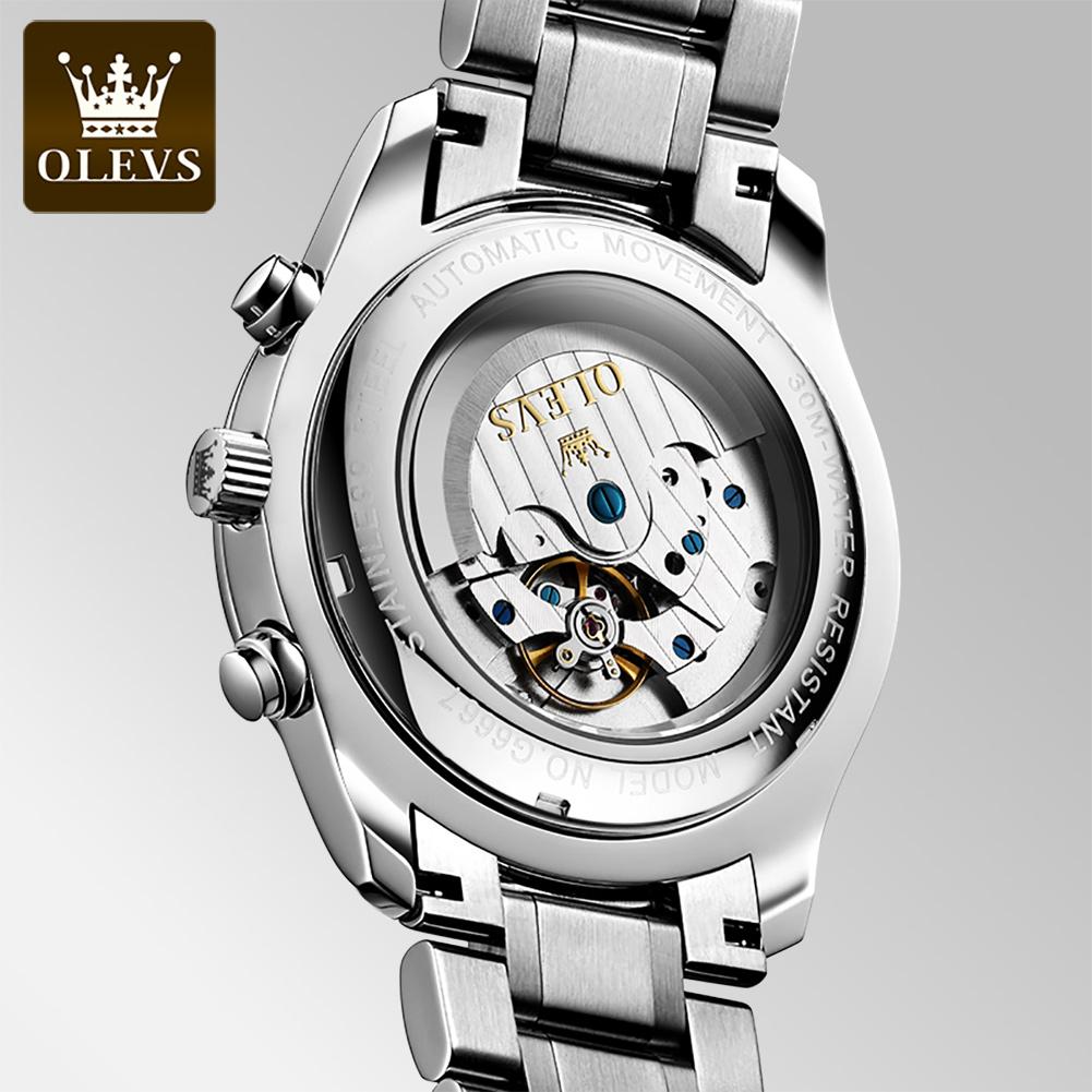 OLEVS 6667 Automatisch Herrenstil Lässig Armband Skelett Herrenuhr Custom OEM Mechanisch Modeuhren