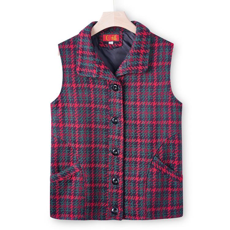 

Mom Autumn Cardigan Horse Clip Jacket Female Middle-aged and Elderly Autumn and Winter Vest Loose Casual Top Fashionable Grandma Suit XL