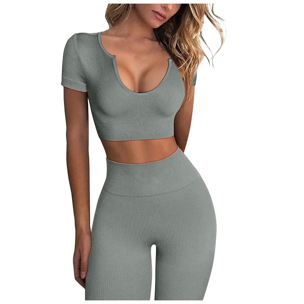 Women's Workout Set 2-piece Set Seamless Short Vest High Waist Shorts Yoga Clothing